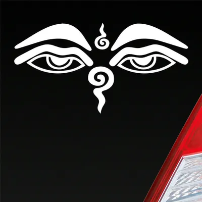 Produktbild von Auto Aufkleber Buddhismus Sehendes Auge Eye Buddha Asien 12x6 cm Weiss Matt Sticker Heckscheibenaufkleber