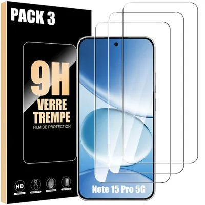 Image de 3 Verre Trempé pour Xiaomi Redmi Note 15 Pro 5G, Anti-Rayures 9H Antichoc Transparent