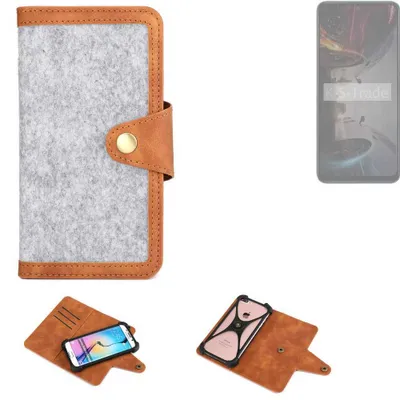 Produktbild von K-S-Trade Handyhülle kompatibel mit Xiaomi POCO X5 5G Schutzhülle Filz-Hülle Kunst-Leder hellgrau braun (1x)