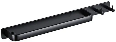 Produktbild von Badehandtuchhalter aus Aluminium für Badwand - 40*3,5*5,5cm - schwarz - 2 Gurteln