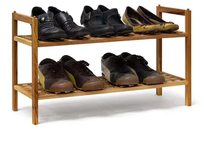 Schuhregal stapelbar, Holz, 2 Ebenen, 40,5x69x26 cm