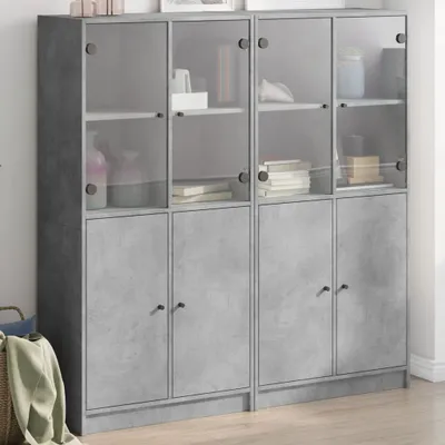 Obrázek produktu pro vidaXL Knihovna s dvířky betonově šedá 136x37x142 cm materiál na bázi dřeva