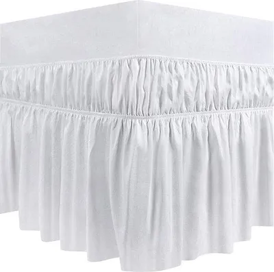 Produktbild von Famanu Bettrock mit Rüschen aus elastischem Stoff - Weiß 150x200x40cm