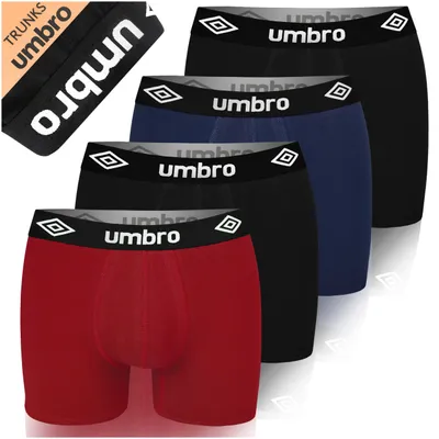 Zdjęcie produktu dla UMBRO Bokserki męskie bawełna 4 pack | Elastyczne, miękkie majtki dla mężczyzn | Idealne dopasowanie | Doskonały komfort, jakość, XXL