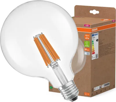 Zdjęcie produktu dla Żarówka LED G125 Kula E27 7.2W = 100W 1521lm 4000K Neutralna 330° Filament CLASSIC ENERGY EFFICIENCY Osram