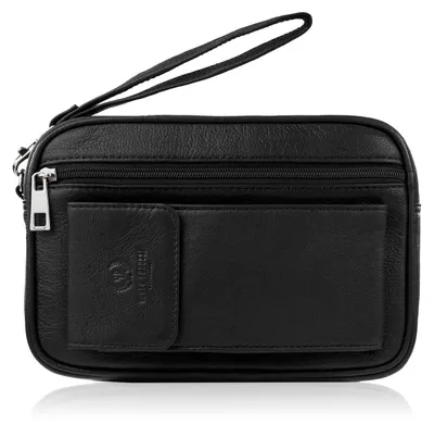 Produktbild von Doppelte Herrenhandtasche aus Leder schwarz Paolo Peruzzi T-131-BL