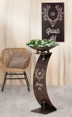 Produktbild von Gilde Wandrelief, rechteckig, Griaß di!, Hirschmotiv, Schriftzug, Metall, braun, VE 2 Höhe: 70.00 cm Breite: 40.00 cm Tiefe: 3.00cm 69118