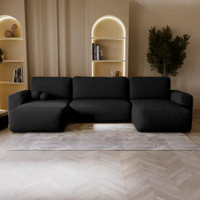 Produktbild von FurMeb24 ECKSOFA FADO U mit Schlaffunktion und bettkasten 374 x 94 x 177 cm Quelle 100