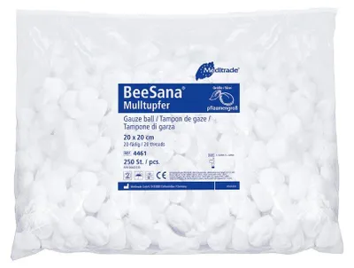 Produktbild von 16x Meditrade BeeSana® Mulltupfer, unsteril - 20 x 20 cm 250 Stück | Packung (250 Stück)