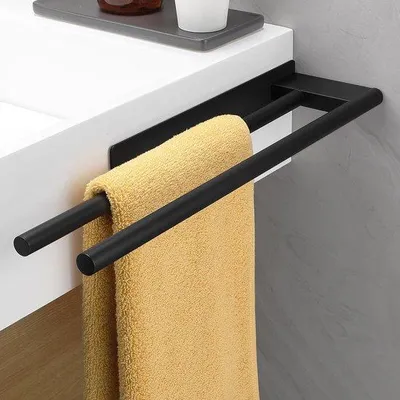Produktbild von Selbstklebende Handtuchstange matt schwarz 39 cm