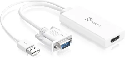 Produktbild von j5create JDA214-N VGA zu HDMI™ Video Audio Adapter, 0,176 m, VGA, USB A, HDMI, Männlich, Weiblich, USB