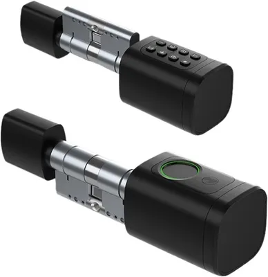 Produktbild von HV1 Pro Elektronischer Schließzylinder mit Fingerabdruck, PIN-Code, RFID, Tuya Smart App und Schlüssel, Europrofil, 60–90 mm, Schwarz