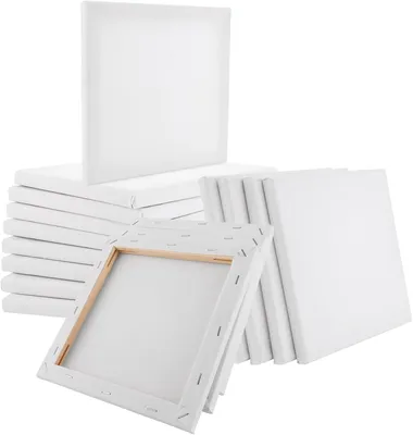Productafbeelding van Katoenen canvas set 20x20 cm, 15 stuks, wit, zuurvrij, voor acrylverf