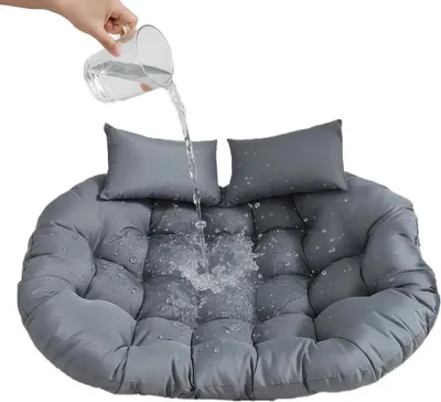 Produktbild von 150 × 110 cm Doppel-Hängesessel-Auflage, Verdicktes wasserdichtes Sitzkissen mit Kopfstützenkissen für Terrasse & Garten, Grau