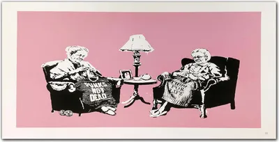 Produktbild von Coloray Küchenrückwand 100x50 Spritzschutz aus Glas - Granny Banksy