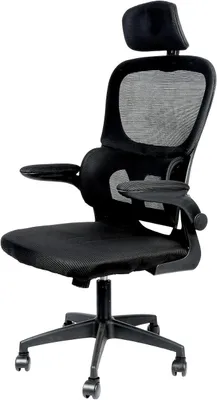 Imagen del producto de Silla de oficina, silla de escritorio ergonómica con reposacabezas ajustable, reposabrazos, soporte lumbar, silla giratoria para oficina con cubierta de malla transpirable para el teletrabajo (negra)