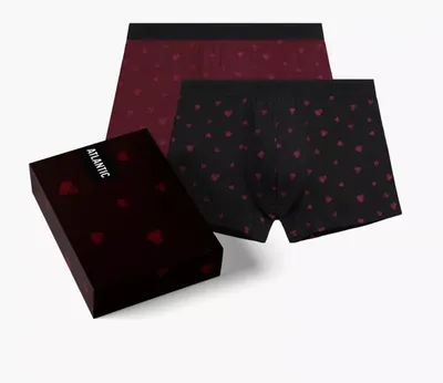 Produktbild von Boxershorts 2er-Pack Atlantic aus Baumwolle bordeaux/schwarz XL