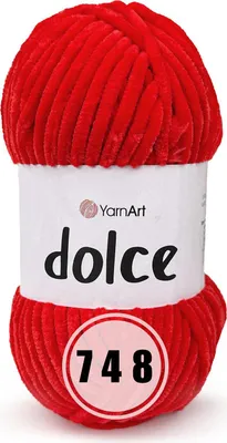 Produktbild von YarnArt Dolce Chenille Strickgarn aus 100% Polyester, rot, 120m/100g, 5-6mm