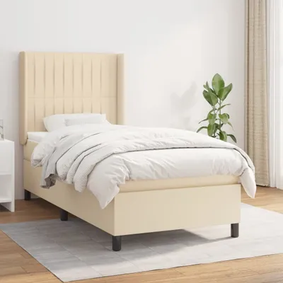 Produktbild von The Living Store Boxspringbett mit Matratze Creme 90x200 cm Stoff