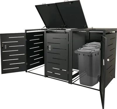 Zdjęcie produktu dla XL 3/6 pojemnik na śmieci HWC-E83, wysuwany pojemnik na śmieci 116x212x98cm ~ stal antracytowa, 100kg