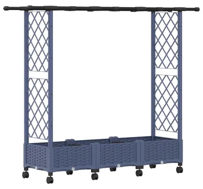 Immagine prodotto di vidaXL Fioriera rialzata con griglia per piante rampicanti e tetto, grigia, 164 x 40 x 127 cm, in PP