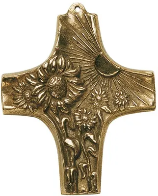 Produktbild von Kreuz Sonne und Blumen 10 cm Wandkreuz