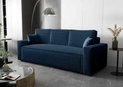Image de BEDANTE Canapé AMBRO Poso 05 avec fonction sommeil Canapé bleu foncé avec coffre de rangement Canapé salon Canapé-lit Poso Canapé-lit