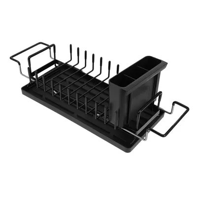 Produktbild von Abtropfgestell,Geschirrkörbe Teleskopgestell mit Auffangschale, Geschirrkorb mit Essstäbchenhalter 35,2*16,6*9,8 cm,Schwarz