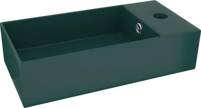 Produktbild von vidaXL Badezimmer-Waschbecken mit Überlauf Keramik Dunkelgrün