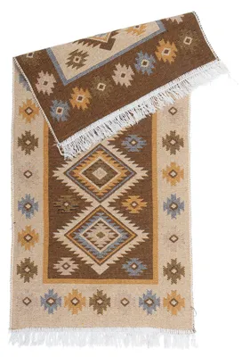 Zdjęcie produktu dla Dywan kilim bordo romby - kształt: prostokątny, kolor: wielokolorowy, prostokątny: 60×120 cm