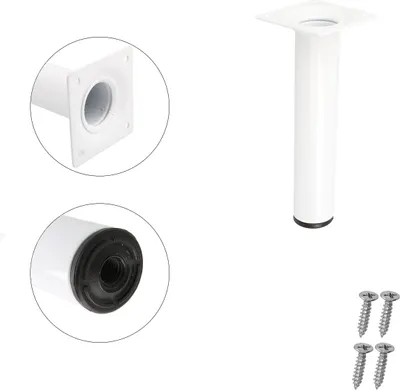 Produktbild von Runder Möbelfuss ø 30mm Weiss Metallstütze Sofafuss Möbelbein Tischbein Möbelstempel Höhe 200mm