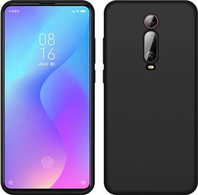 A split image showing the front and back of a black smartphone case on a white background.