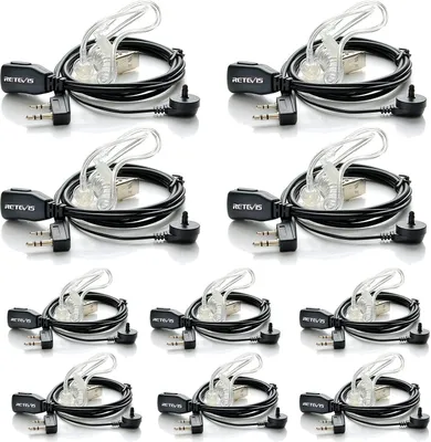Produktbild von Retevis Funkgerät Headset 2 Pin Schallschlauch Kopfhörer Kompatibel mit Walkie Talkie RT24 RT27 RT22 RT622 RT617 RT618 RT619 Baofeng BF-88E BF-888S Tyhbelle BF-88E Kenwood (10 STK.)