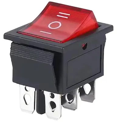 Productafbeelding van ProRide Wipschakelaar KCD4 - 3 Standen - 6 Aansluitpinnen - 250V - Rode LED - Inbouw - Zwart