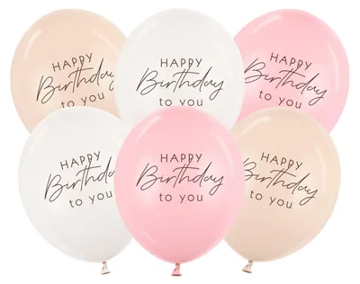 Immagine prodotto di 6 palloncini Ø30cm "Happy Birthday" | Rosa misto
