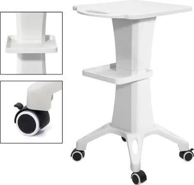 Immagine prodotto di Carrello per salone e spa - Carrello per cosmetici - Plastica - Con rotelle - Vani portaoggetti - Necessario il montaggio - Per studio di tatuaggi