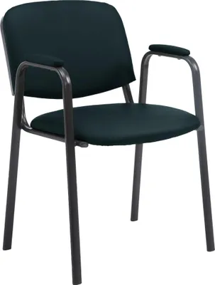 Produktbild von CLP Stapelstuhl Ken Pro Kunstleder gepolstert mit Armlehnen Metallgestell bis 150 kg schwarz