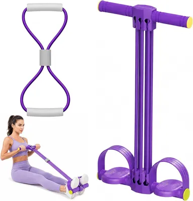 Imagen del producto de Banda elástica de entrenamiento con 6 tubos de látex, paquete de 2 unidades, con pedales desmontables, ideal para yoga y entrenamiento de fuerza