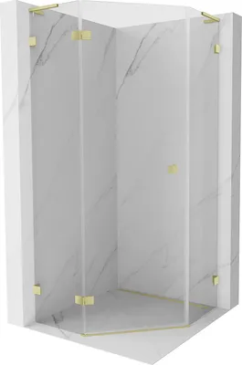 Obrázok produktu pre Mexen Lunar L Päťuholníkový sprchový kút, ľavé otváranie, 90 x 90 cm, transparentný, brúsené zlato - 831L-090L-090P-55-00-L