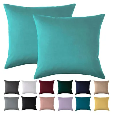 Productafbeelding van Kussensloop, 80 x 80 cm, 2 stuks – Kussensloop, 80 x 80 cm, turquoise. Geschikt voor kussens. 100% microvezel. Vrij van kreukels en strijkvrij. Met rits.