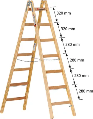 Produktbild von Euroline Holz Sprossenstehleiter Nr. 12506 mit Eimerhaken 2x8 Sprossen