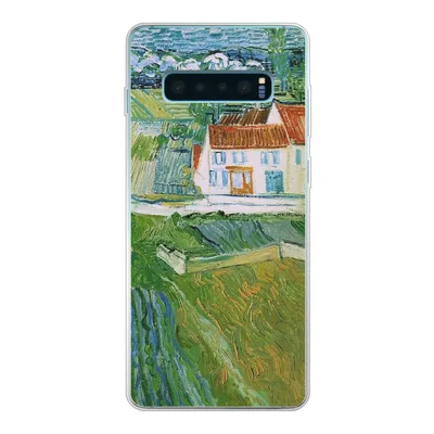 Produktbild von MuchoWow® Handyhülle Schutzhülle Hülle für Samsung Galaxy S10 Plus Landschaft mit Kutsche und Zug - Vincent van Gogh Silikon Softcase Handy Hülle - Schutzhülle