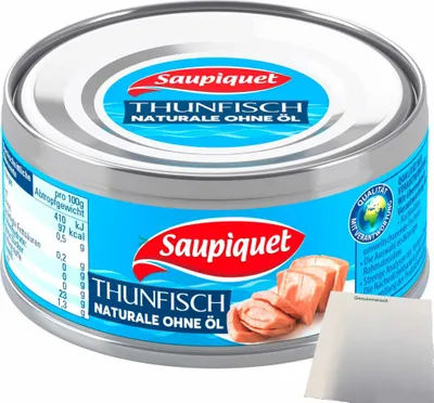 Produktbild von Saupiquet Thunfisch natur ohne Öl in Wasser (185g Dose) + usy Block