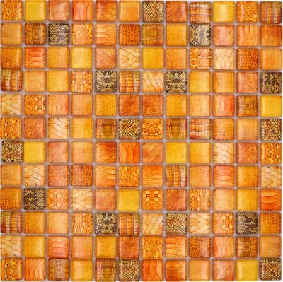 Produktbild von Glasmosaik Mosaikfliese orange glänzend Snake Wand Küche Bad Dusche MOS68-WL44_f