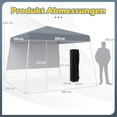 Obrázek produktu pro Výsuvný altán 3x3m, voděodolný, ochrana proti slunci, šedý