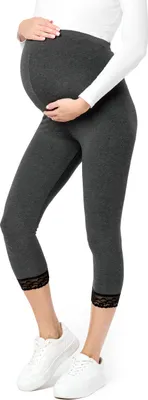 Image de Be Mammy leggings de grossesse 3/4 en viscose BE20-161 (Manche foncé, XXL)