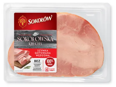 Image de Jambon cuit fumé en tranches Sokołowska Krucha, 160 g, Sokołów