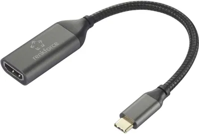 Produktbild von Renkforce RF-5234038 USB-C® / HDMI Adapterkabel [1x USB-C® Stecker - 1x HDMI-Buchse] Schwarz Geflechtschirm 0.15 m