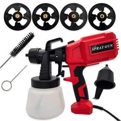 Produktbild von Elektrische Farbspritzpistole 550 W, Farbsprühsystem mit 1000 ml Behälter, 4 Düsen, Spritzpistole für Wandfarbe