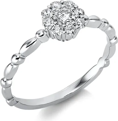 Produktbild von Ring Blume aus 750 Gold Weißgold 9 Brillanten 0,33ct TW-SI B:6,8mm Innenumfang 54mm  Ø17.2mm